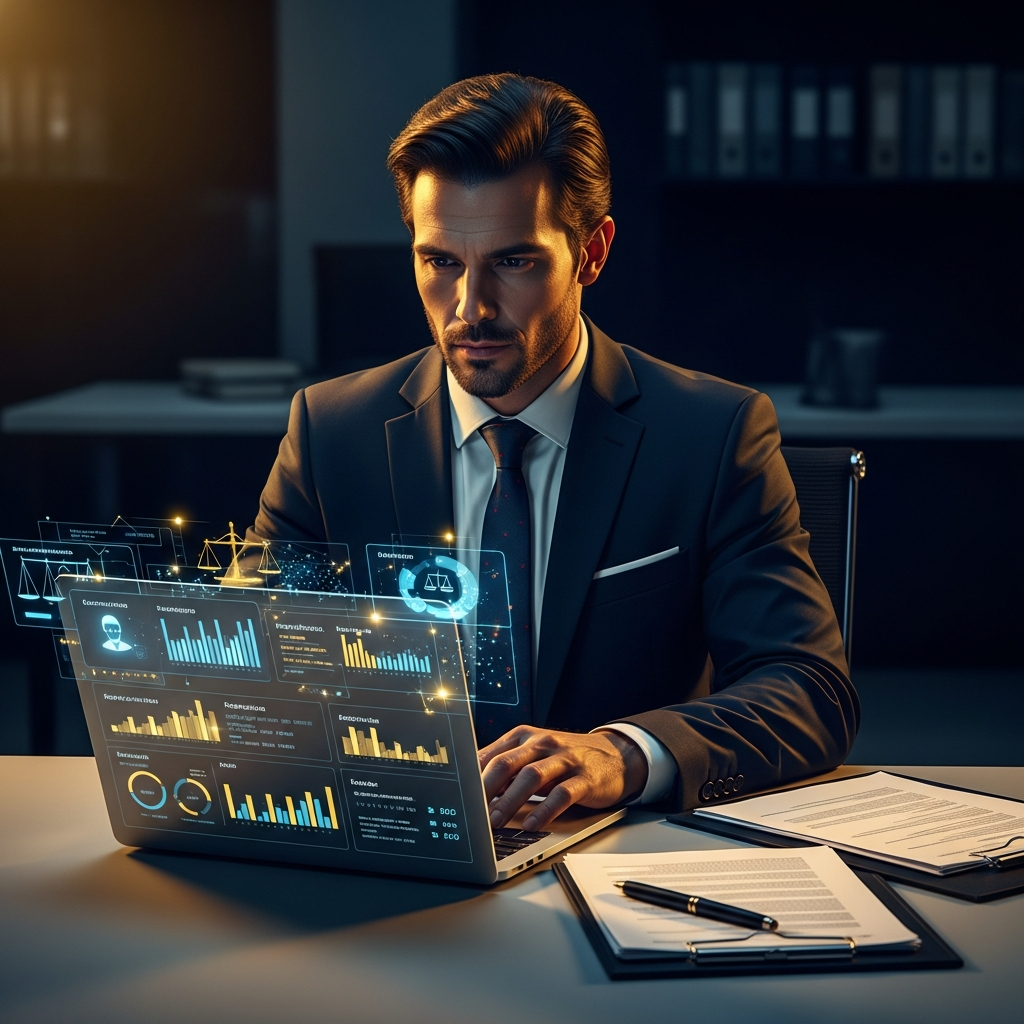 Advogado usando o JurisVisão para analisar o perfil do magistrado